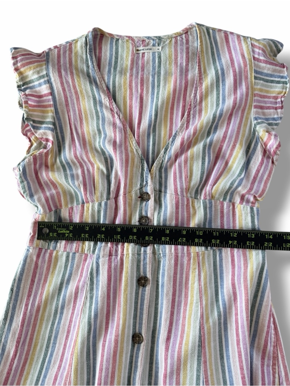 Marine Layer Camila Midi Dress Stripe Button Front V Neck Size Medium - Picture 6 of 9